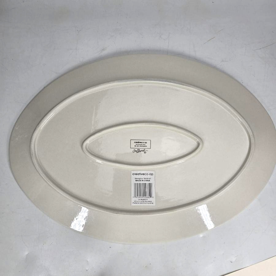 Creative Co-Op Stoneware Platter Large Plate Oval Christmas Tree Ornaments