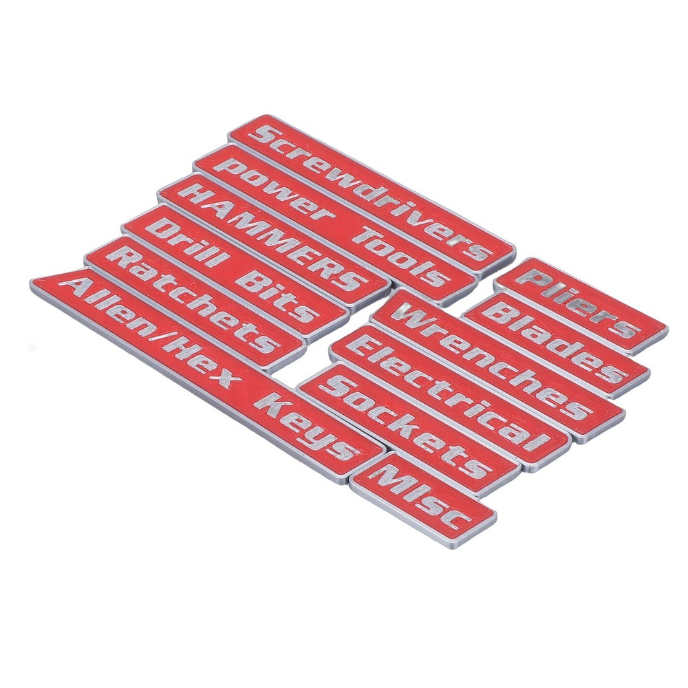 2-12pcs Magnetic Toolbox Labels Reusable 3D Printed Toolbox Drawer Tags Red