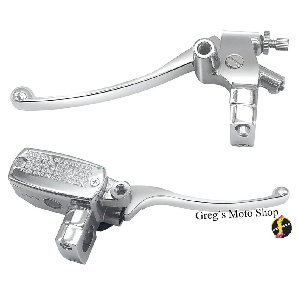 Chrome 1" Motorcycle Master Cylinder Front Brake & Clutch Levers Set For Harley