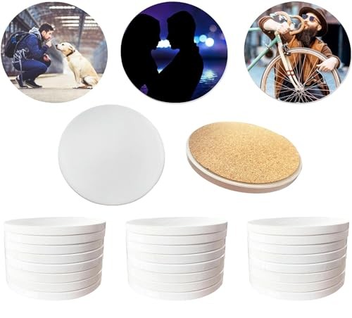 Sublimation Ceramic Coasters,Sublimation Blanks Bulk Round Drinks Coffee 24PCS