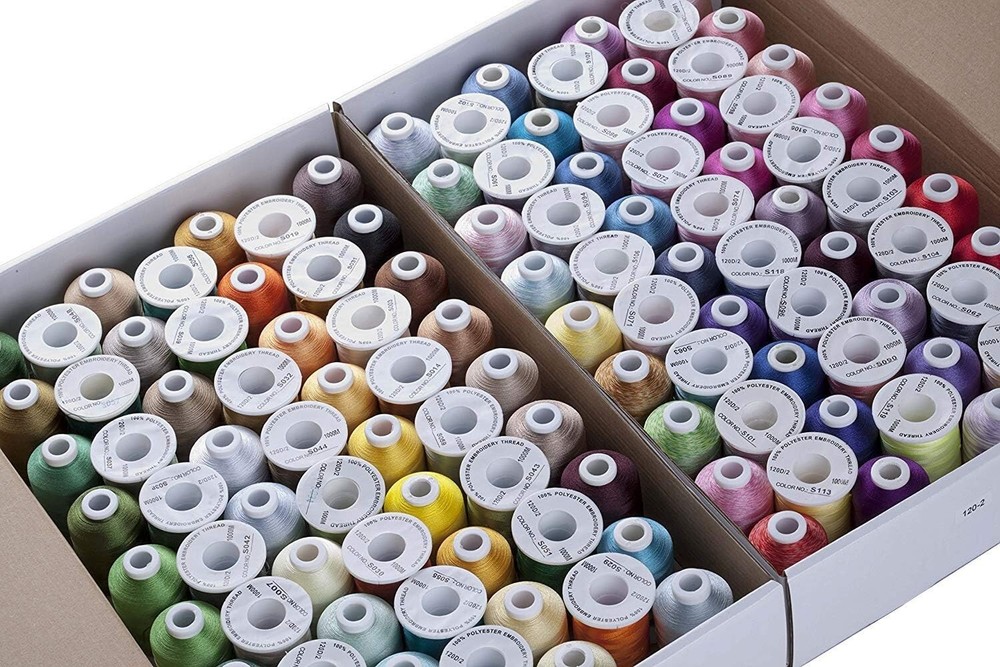 All-In-One 120 Color Polyester Embroidery Thread Kit with Prewound Bobbins