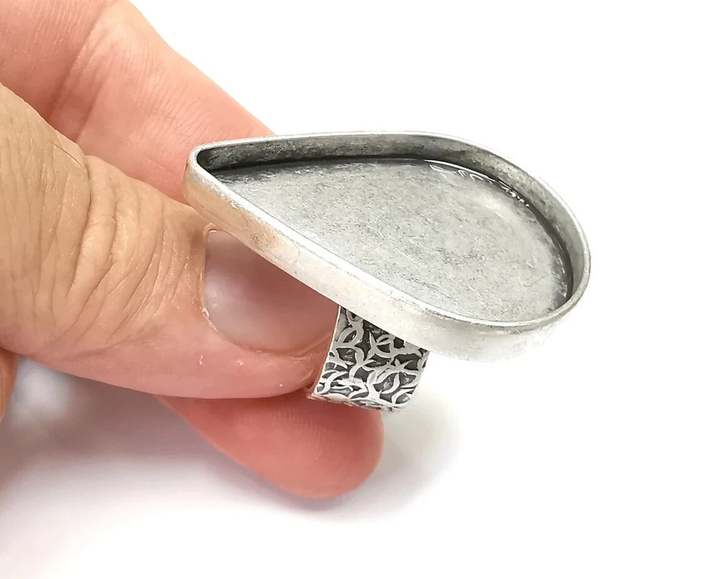 Drop Ring, Ring Blank Setting, Cabochon Mounting, Adjustable Resin Base Bezels