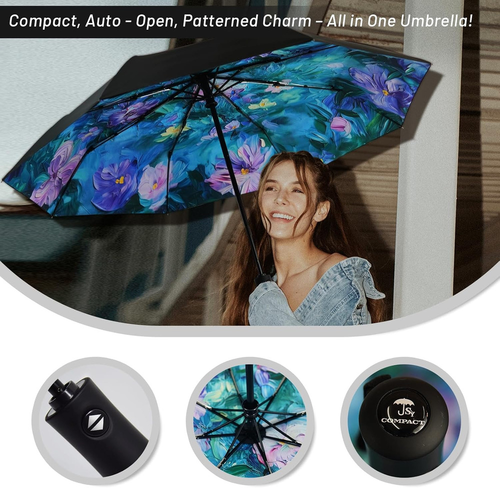 Travel Umbrella Windproof Automatic Umbrellas Small Compact UV Sun Protection Fa