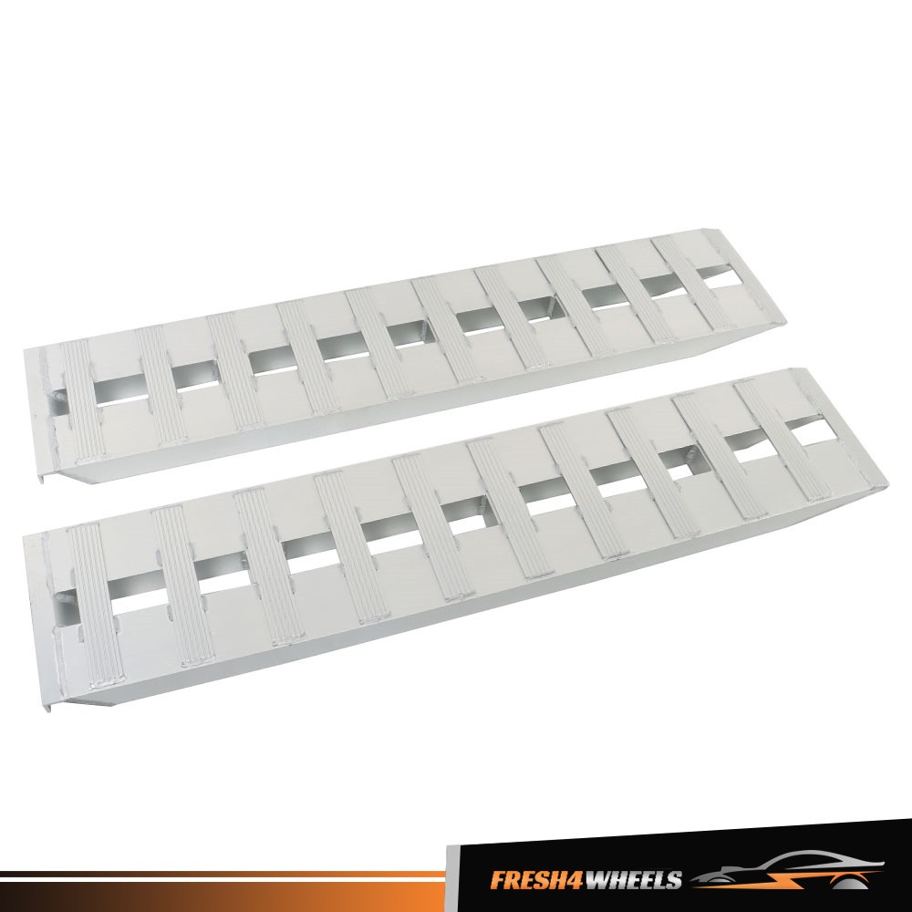 2PCS Aluminum Heavy-Duty Trailer Ramps Loading W/ Top Hook Attaching 6500lbs