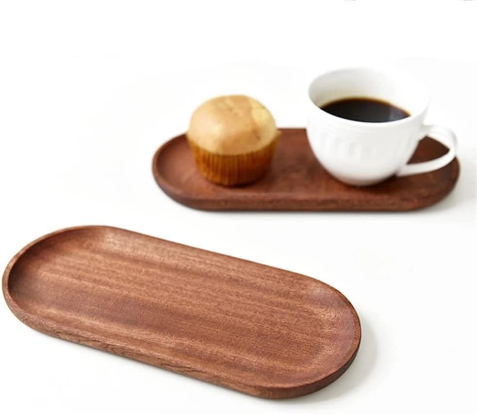 6-Pack Solid Wood Serving Platters Trays Natural Wood Edge Rectangular SET OF 6