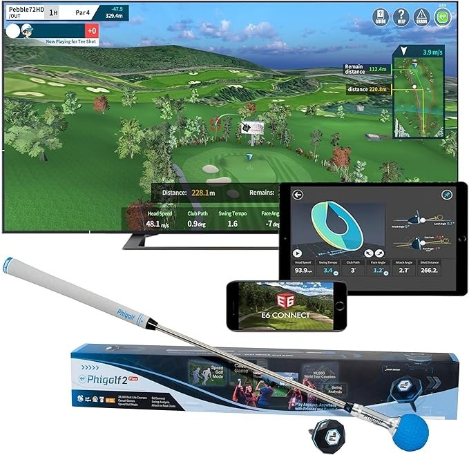 PHIGOLF2 Flex Home Golf Simulator – 38,000+ Courses Worldwide, E6 Compatible