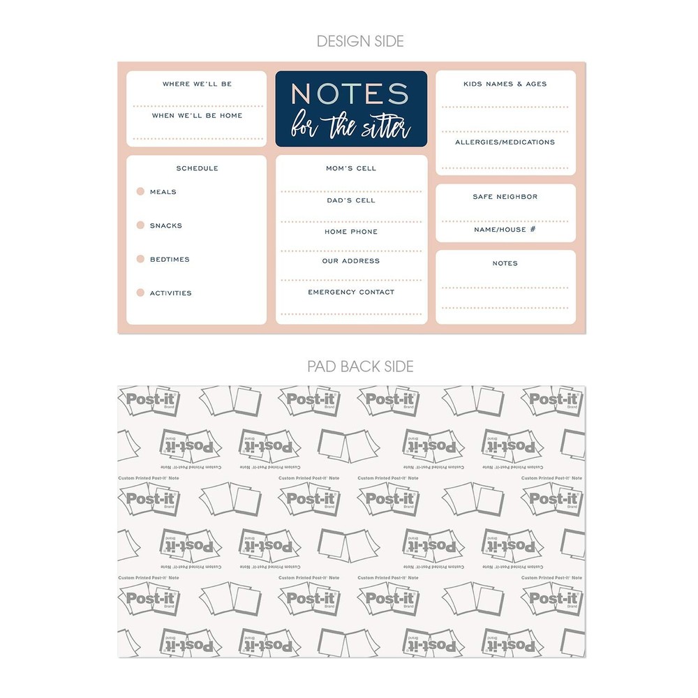 Babysitter Notepad - 50 Pages with Sticky Note Adhesive on Back