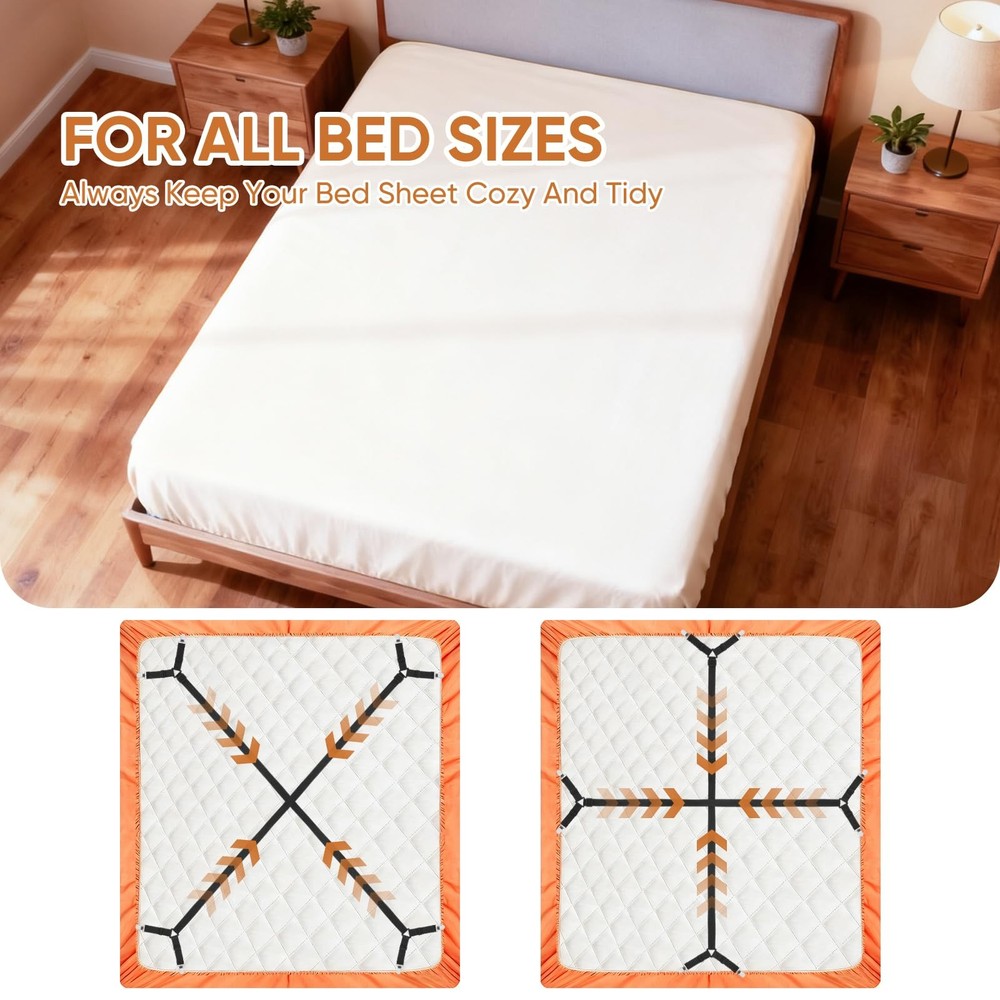 LKbeuuu Bed Sheet Holder Straps, 2Pcs Elastic Adjustable Black