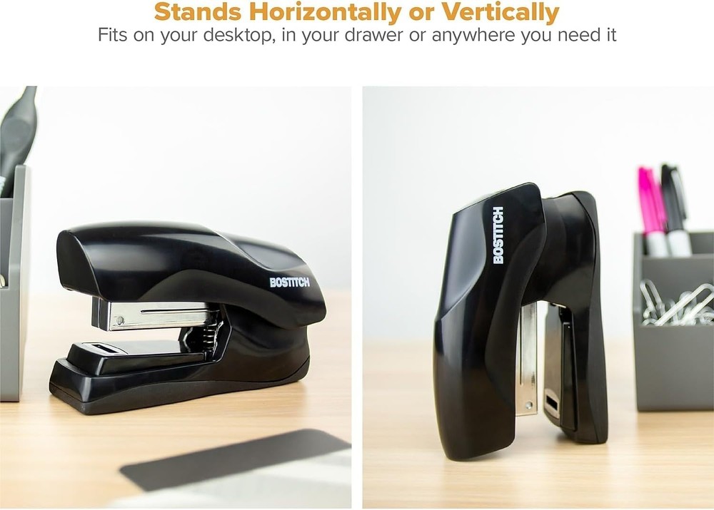 Durable Manual Heavy Duty Stapler with 40 Sheet Capacity - Black Half Strip
