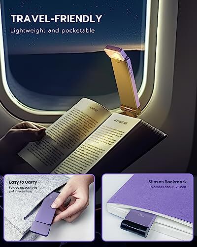 Reading Light, Rechargeable Book Light for Reading in Bed, Ultralight Purple
