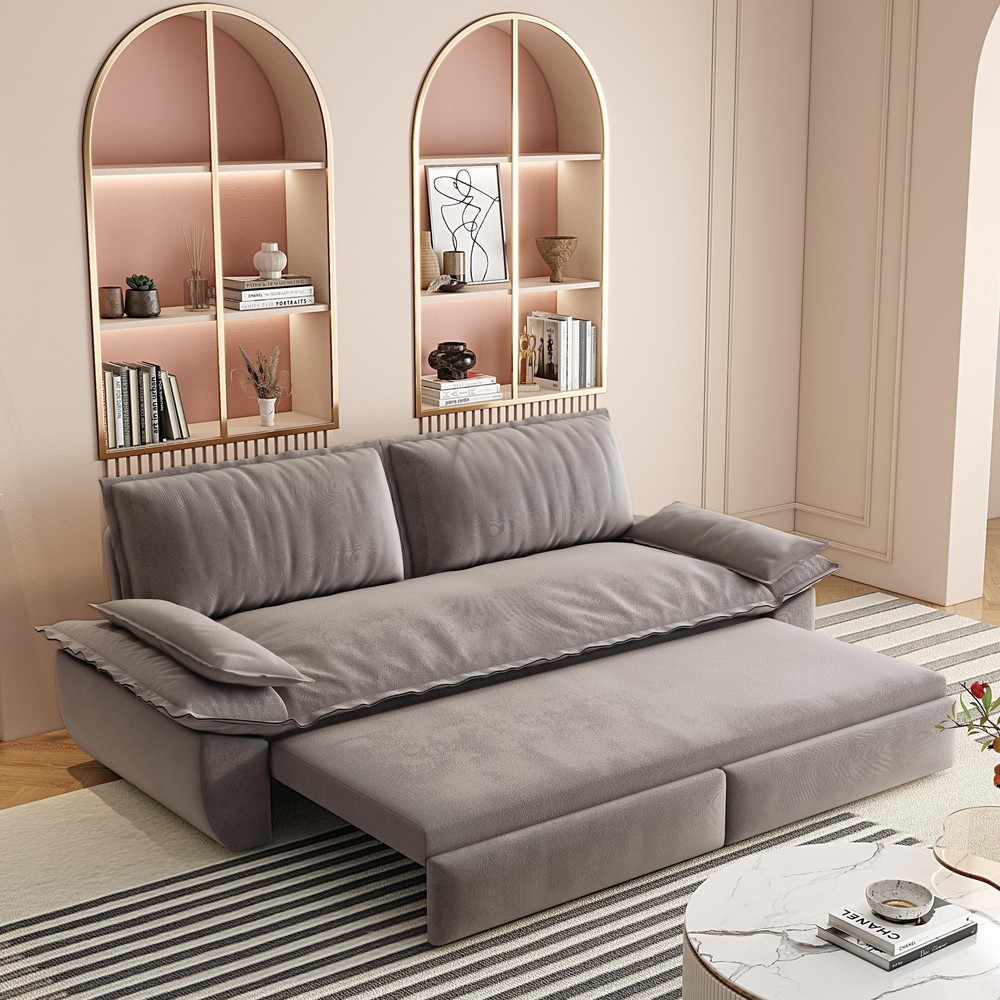 73.2" Queen Pull Out Sofa Bed,3-in-1 Convertible Sleeper Sofa,Multi-Functio