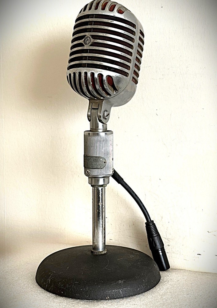 1950's Shure 556B Dynamic Microphone, working, includes adapter cable-stand-HEAR
