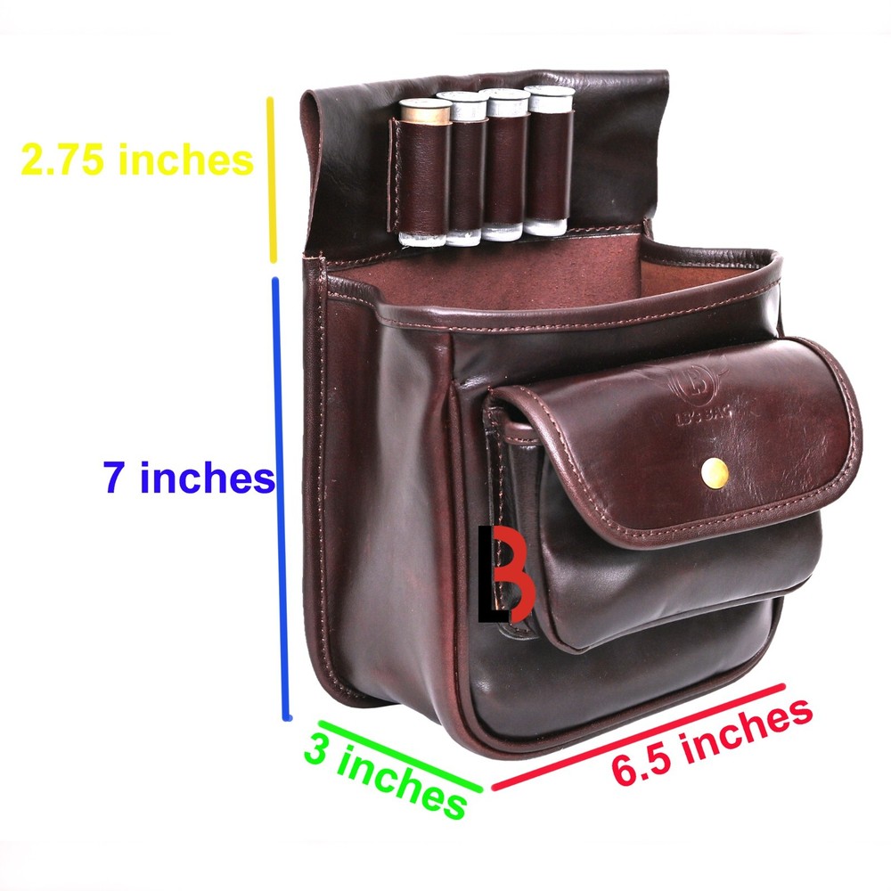 Genuine Cowhide Leather Trap Shooting Bag Ammo Storage Shell Pouch 50+