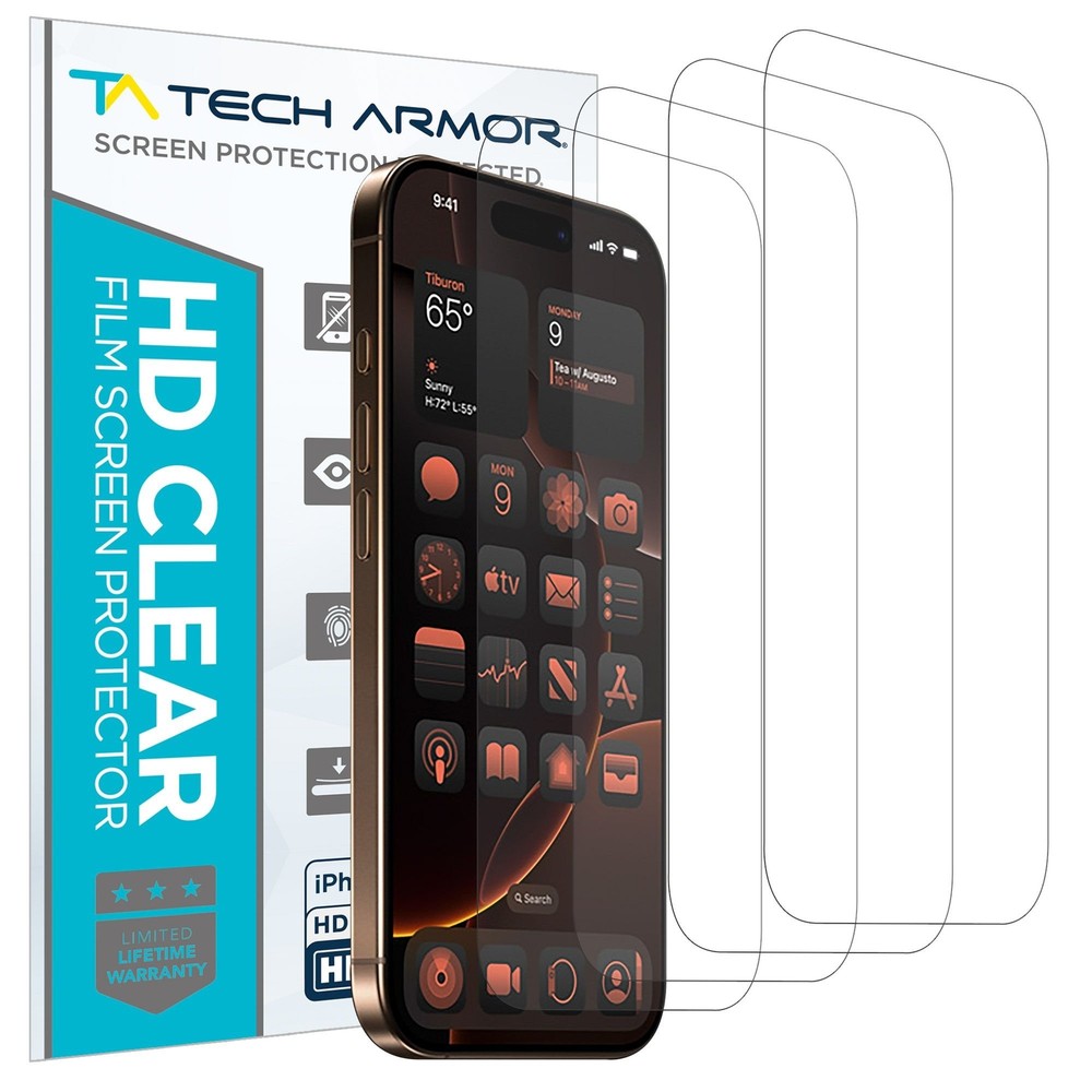 Tech Armor HD PET Film Screen Protector for iPhone 16 Pro Max - 4 Pack
