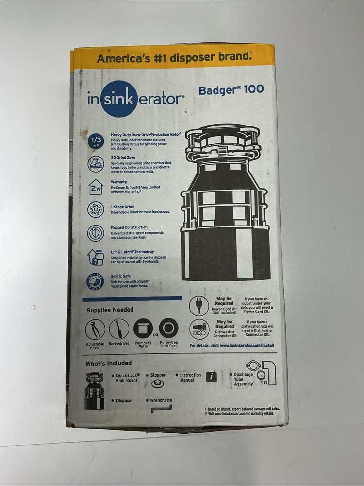 Badger 100 0.33 HP Continuous Feed Kitchen Garbage Disposal Badger Series