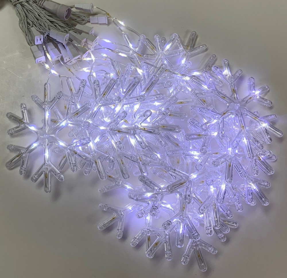 o'o'o . 80 Sparkling LED SNOW FLAKES . Christmas String Lights . Multiple Modes
