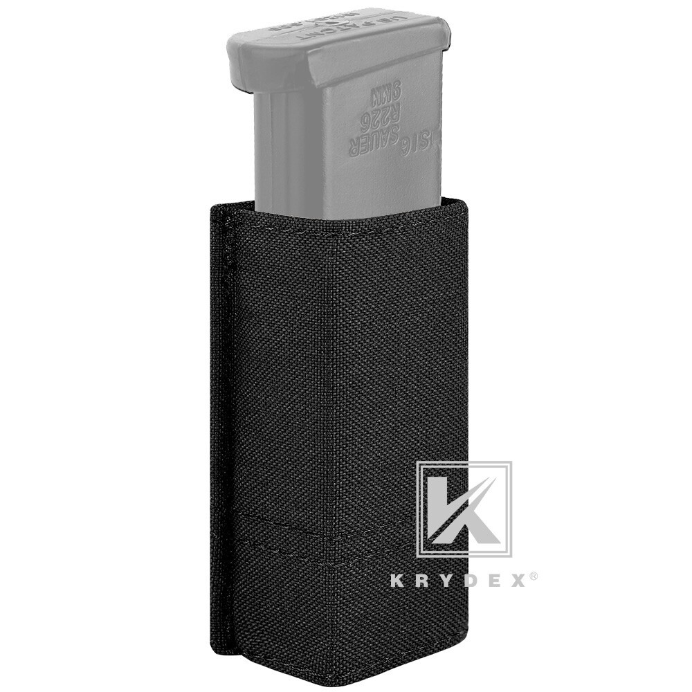 KRYDEX Tactical Double Stack Pistol Single Mag Pouch Belt / MOLLE Mounted Black
