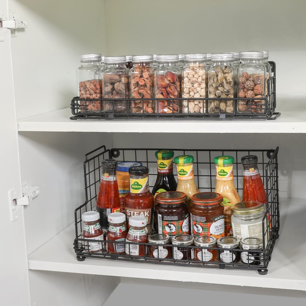 Stackable Wire Basket 3 Tier Countertop& Wall Mounted Metal Storage Basket fo...