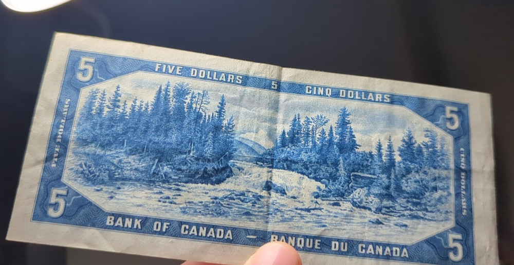 Canada $5 Devil's Face Banknote 1954 Charlton BC-31b VF