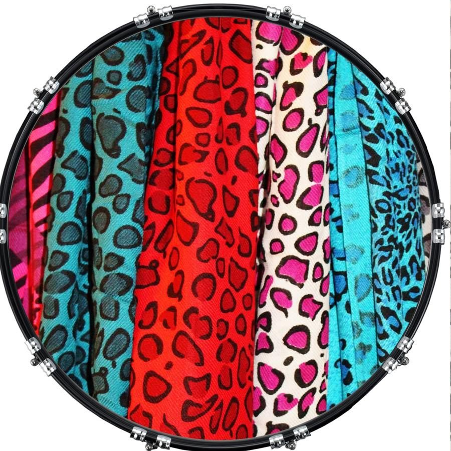 Aquarian 22" Kick Bass Drum Head Graphical Image Front Skin Leopard Colorful