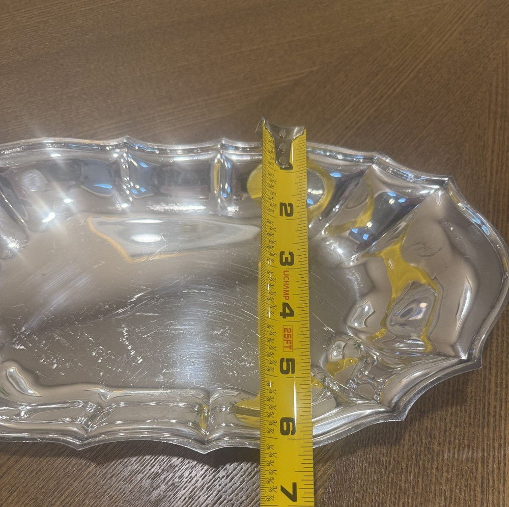 Silverplated Bread Tray 12 X 6" Chippendale Serving Ware Vintage
