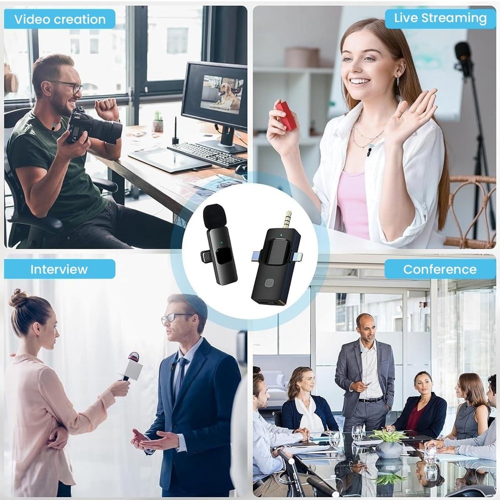 Wireless Lavalier Microphone, Professional Wireless Lavalier Lapel Mic, Porta...