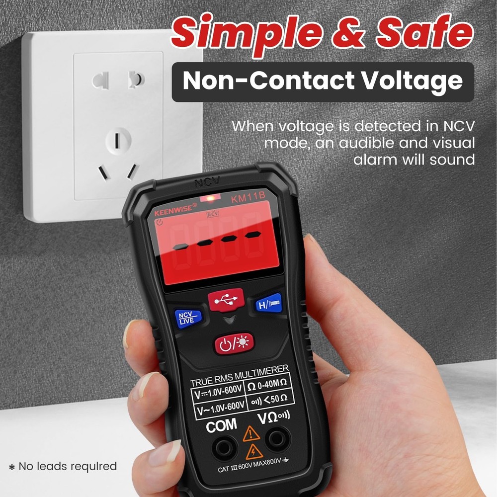 Rechargeable Digital Multimeter Tester, 4000 Counts, Smart Measurement, Type-...