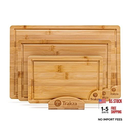 Bamboo Cutting Board Set - Durable Kitchen Cutting Boards For Chopping Fruit,