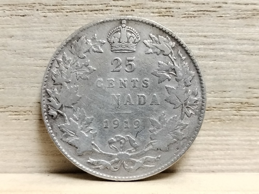 1919 25 Cents Canada Silver Coin (George V)