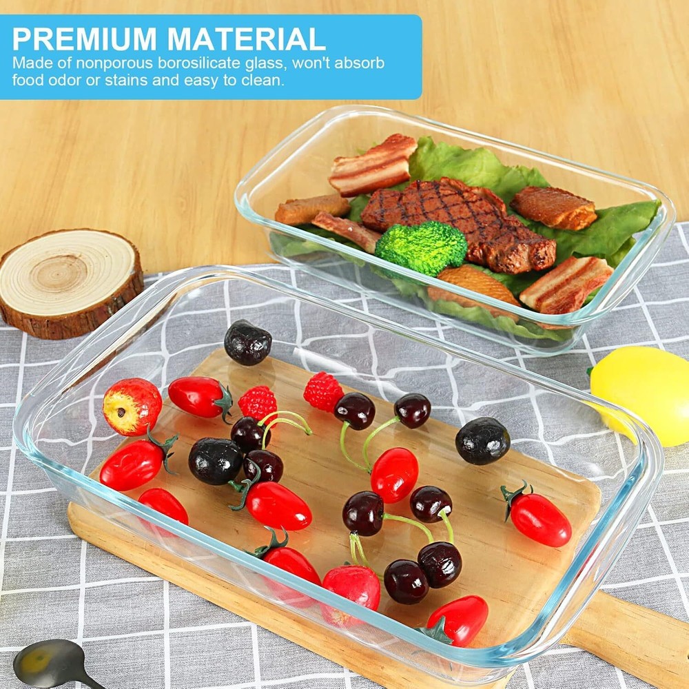 8 Pieces Glass Baking Dish with Lids Rectangular Glass Baking Pan Bakeware Set