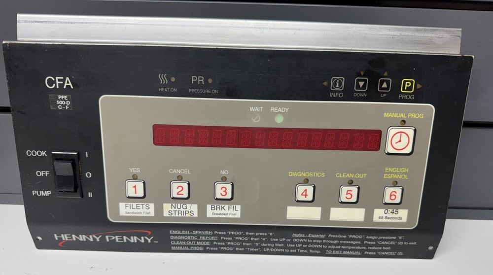 Henny Penny CFA Touchswitch Angled Control Panel - Genuine - Good Used