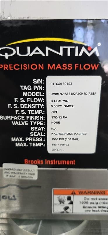 Brooks Quantim Precision Mass Flow Controller- 1500psi 0.4 GM/MIN -35