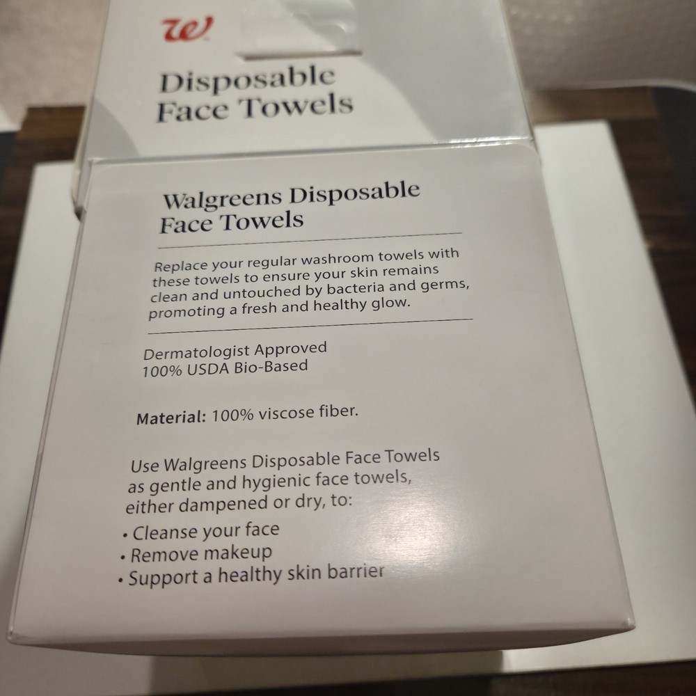 Walgreens Disposable Face Towel bundle 50 Sheets Dermatologist Tested