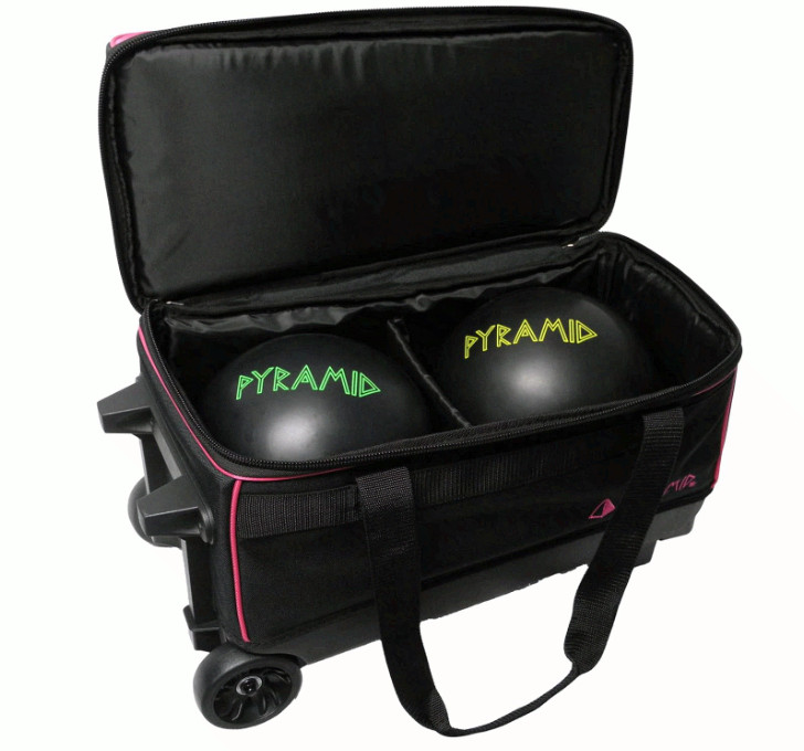 Prime Double Roller Bowling Bag, 2 Ball, Shoe Compartment, Locking Handle 40inXL