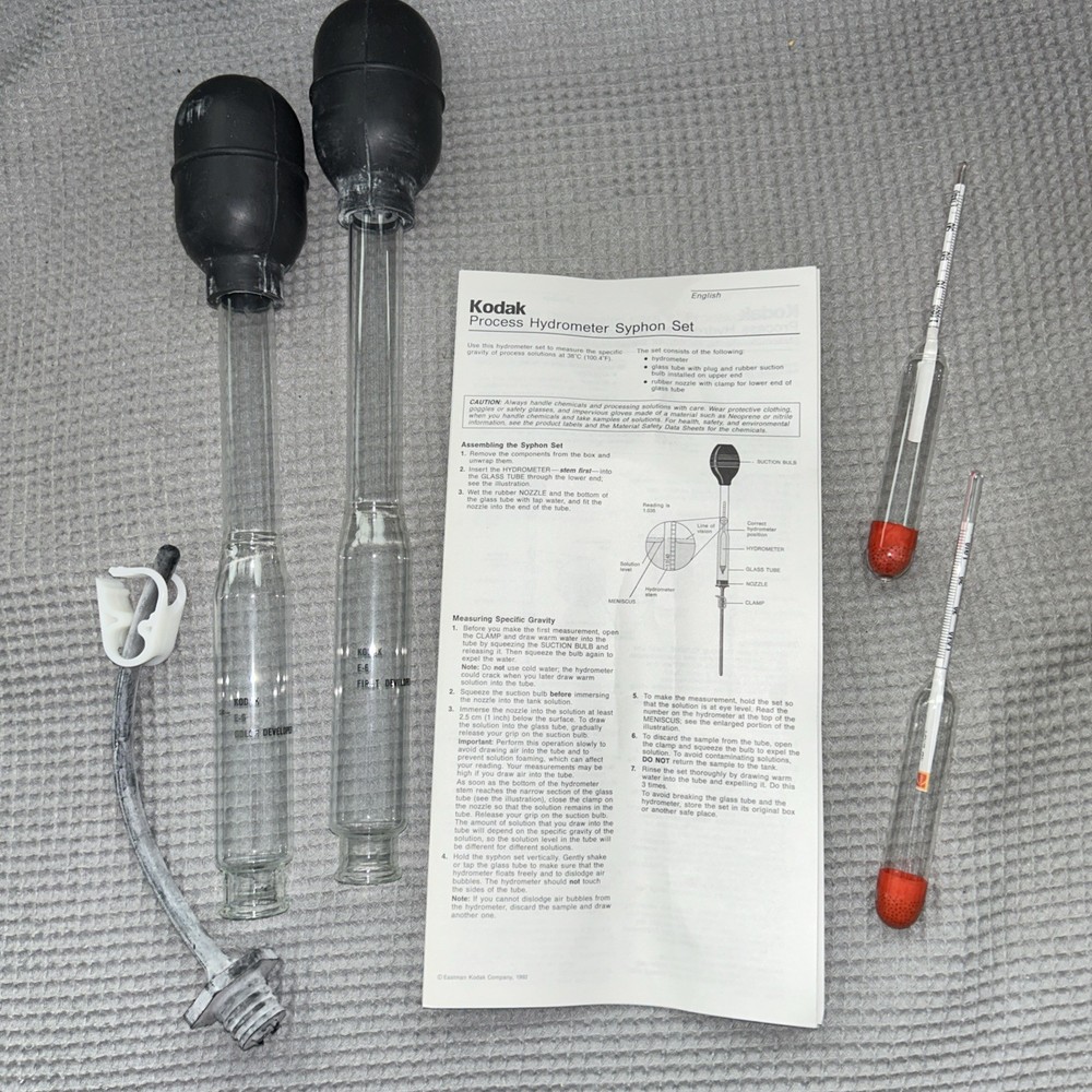 KODAK Process Hydrometer Syphon Set & Hydrometers - Open Box