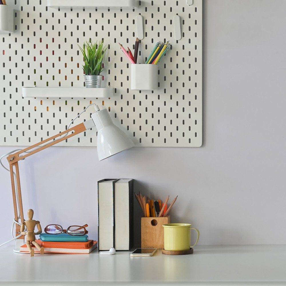 4Pcs Plastic Pegboards, Peg Board Wall Organizer for Workbench, White