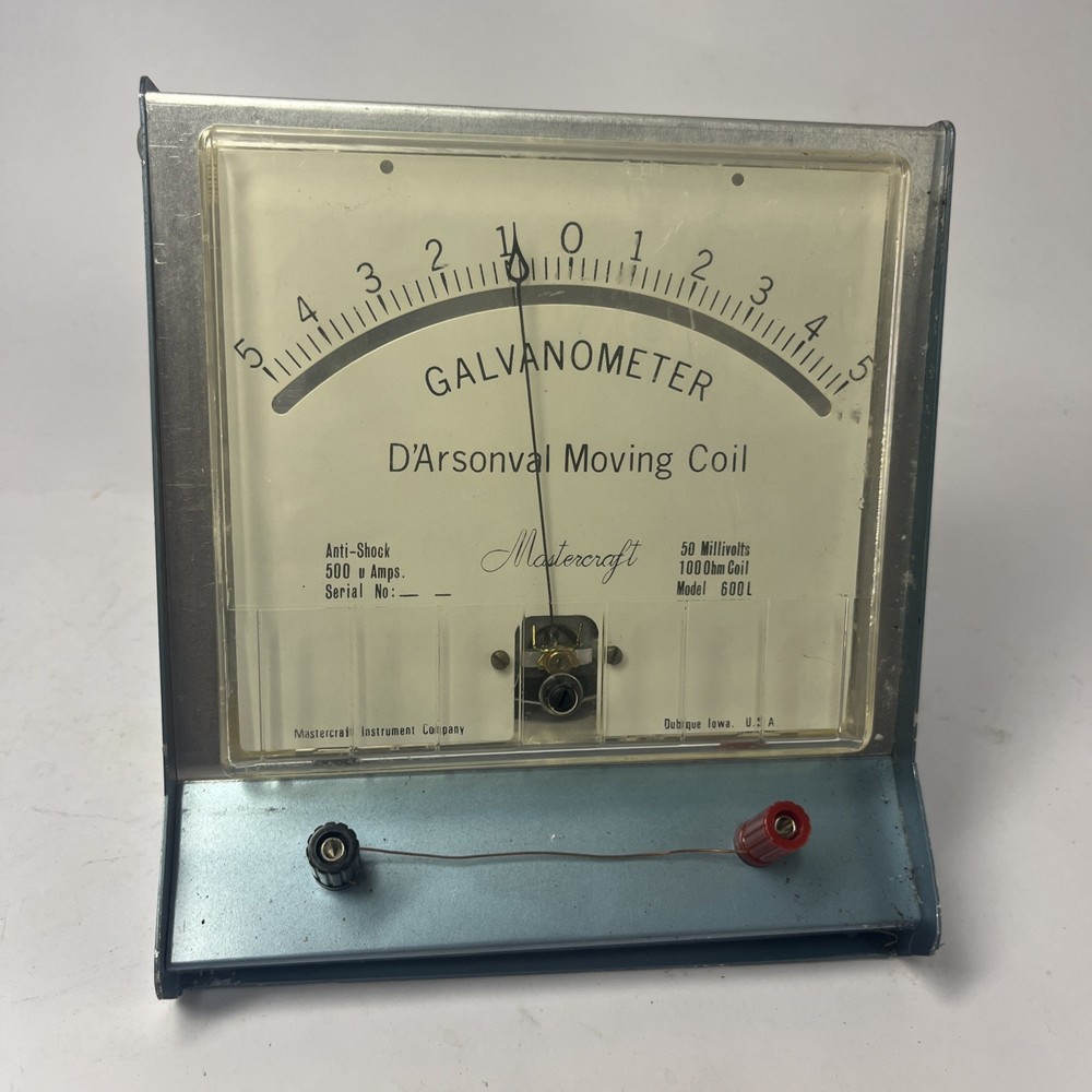 Vintage Mastercraft D'Arsonval Moving Coil Galvanometer 50 Millivolts