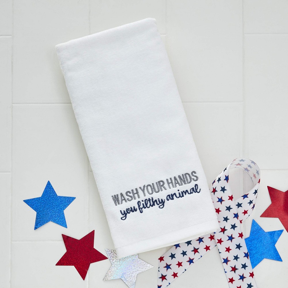 Wash Your Hands Hand Towel (2-Pack), White