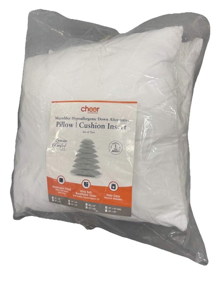 2 Cheer Collection Microfiber Allergenic Down Alternative PIllow Cushion Inserts
