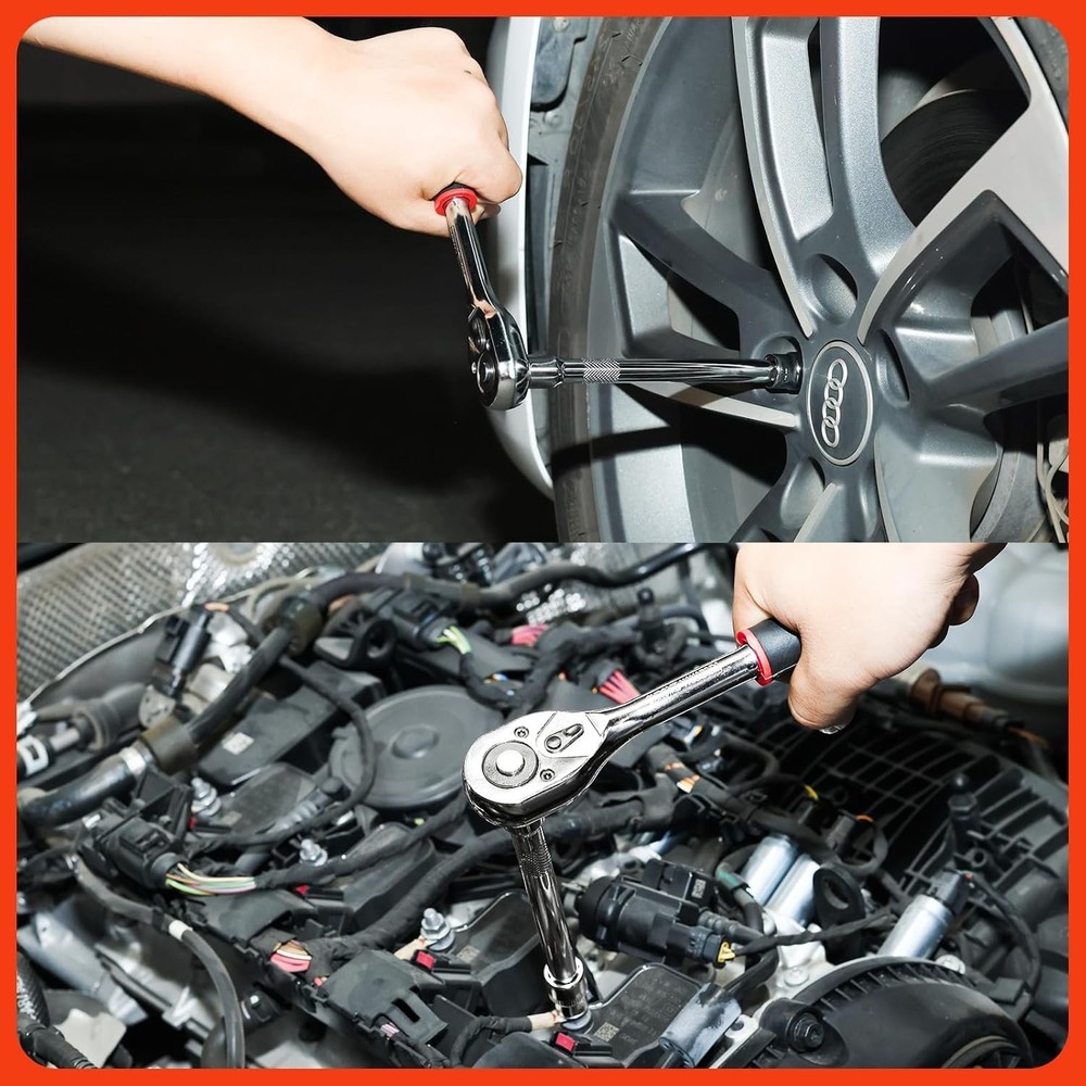 Professional 21pc Ratchet Socket Set with Quick-Release Handle and Extensions