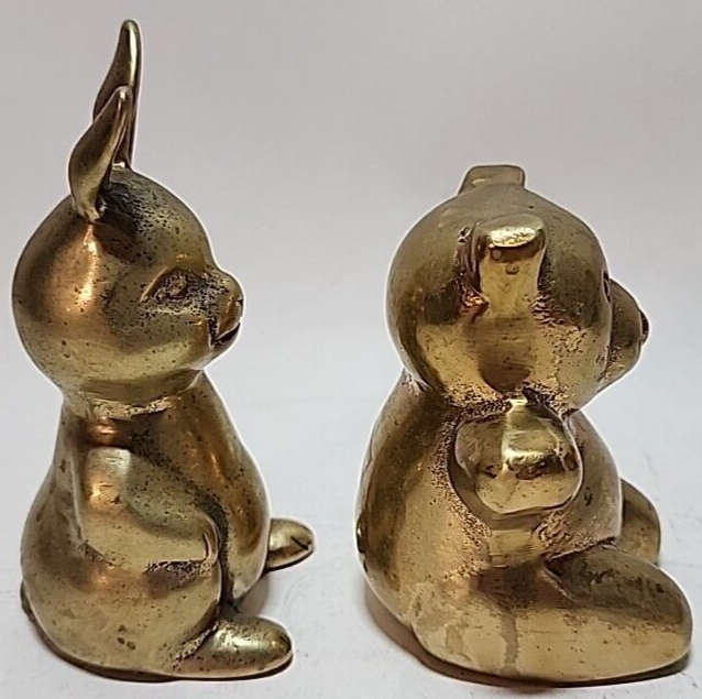 Brass Animals 4" Rabbit and 3.5" Bear