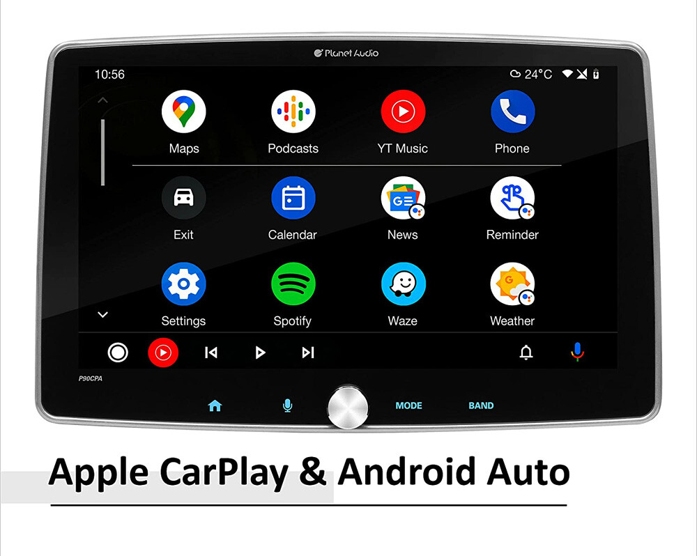 Planet Audio P90CPAC Single-DIN, Apple CarPlay&Android Auto,MECH-LESS Multimedia