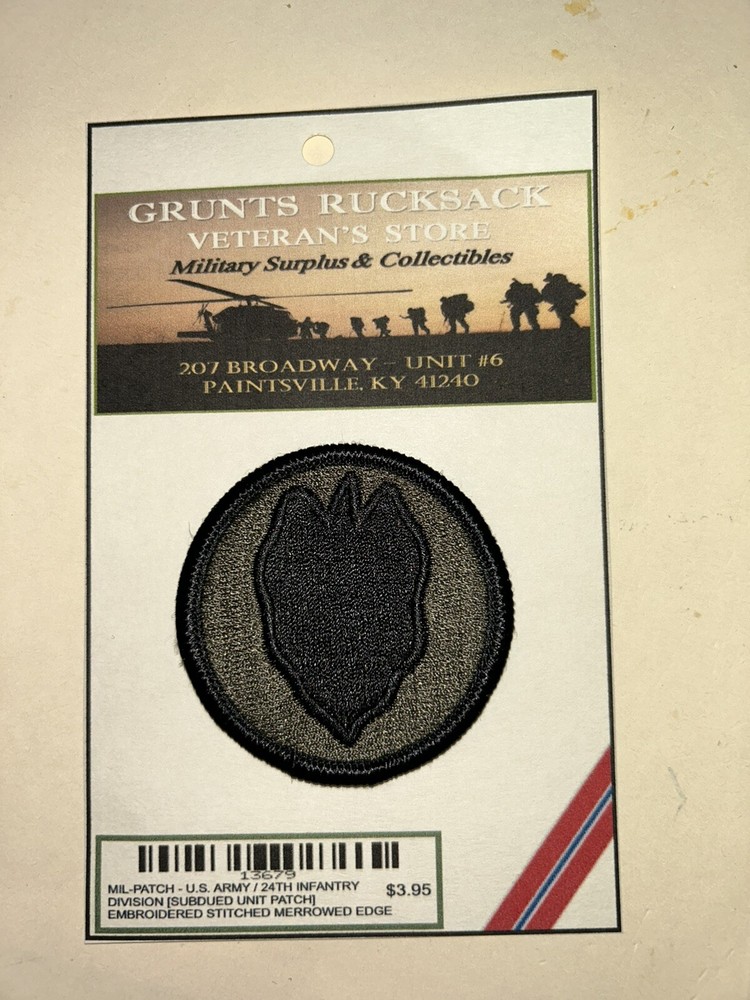 U.S. ARMY / 24TH INFANTRY DIVISION - SUBDUED UNIT PATCH (Sew-On) MERROWED EDGE