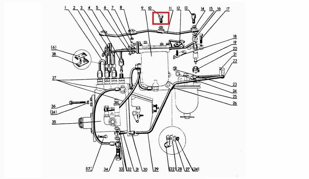 belarus tractor fuel return line bolts, washer