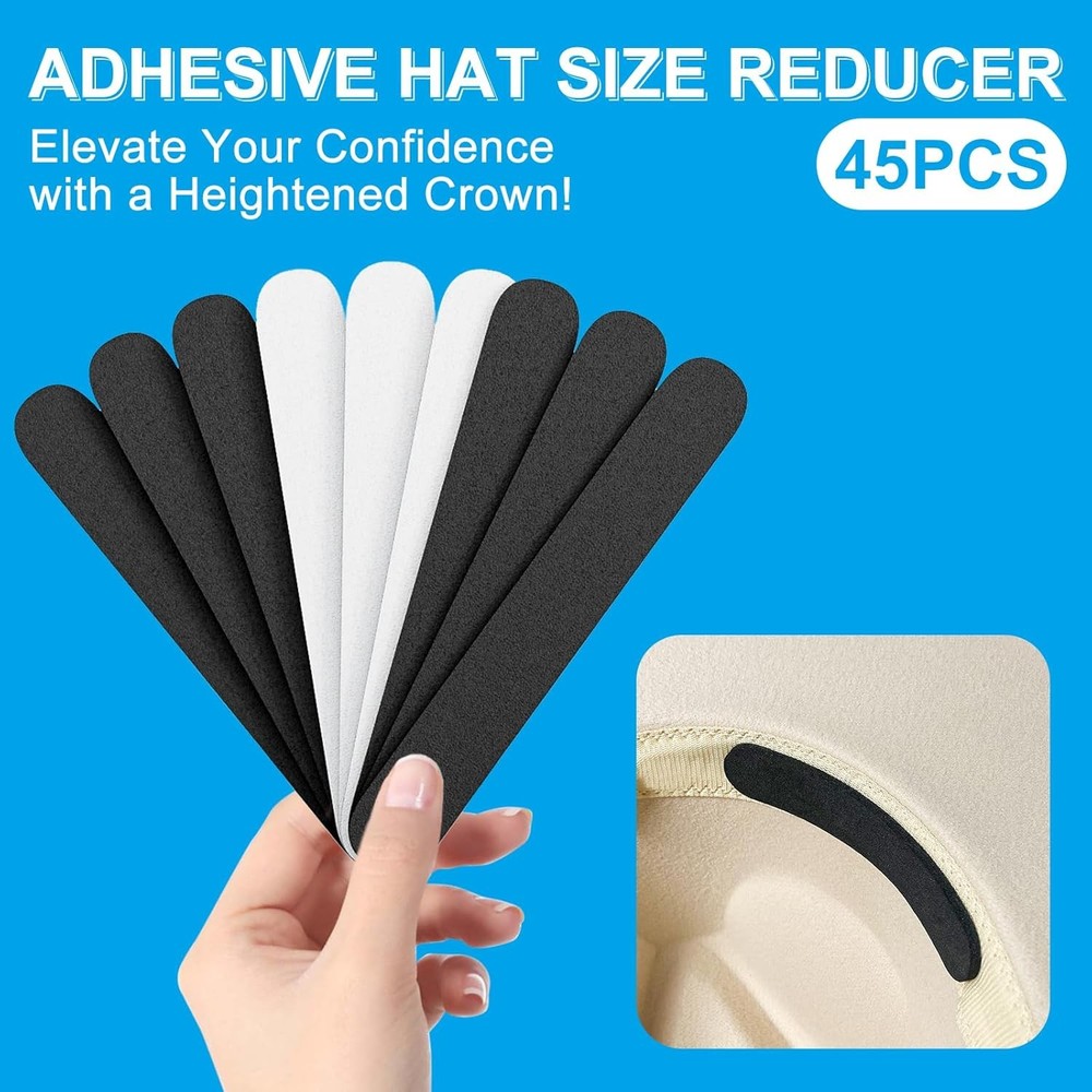 (Pack of 45) Hat Size Reducer, Hat Sizer Reducer Insert, Make Smaller Sweatband,