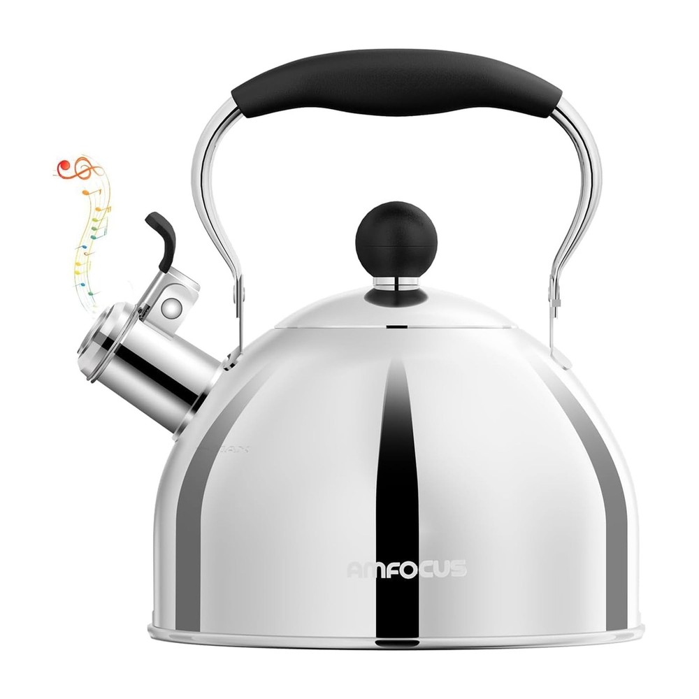 Tea Kettle, 2 Quart Stainless Steel Whistling Tea Kettle, Stovetop Whistling ...