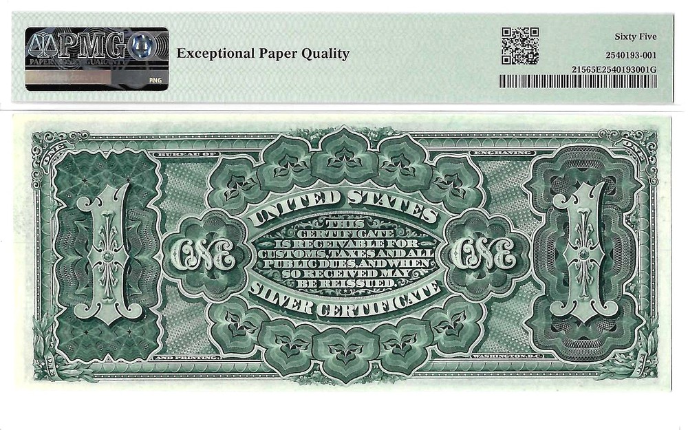 1886 $1 Silver Certificate Fr. 215 PMG Gem UNC 65 EPQ
