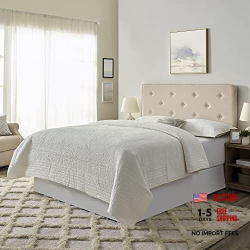 Maxwell Tufted Upholstered Headboard Queen Beige