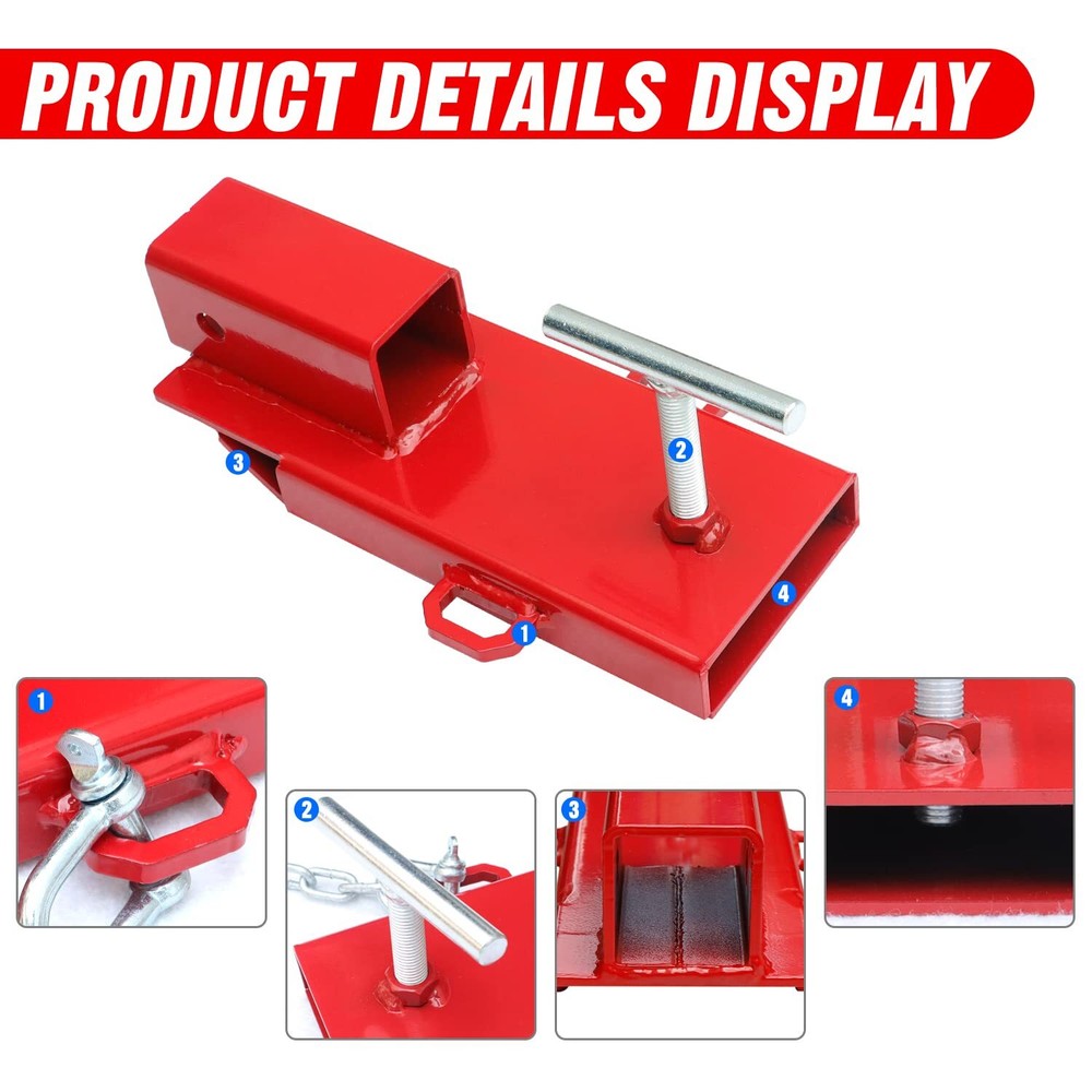 Forklift Trailer Hitch, 2" Receiver Towing Adapter with Chain Red 1PC