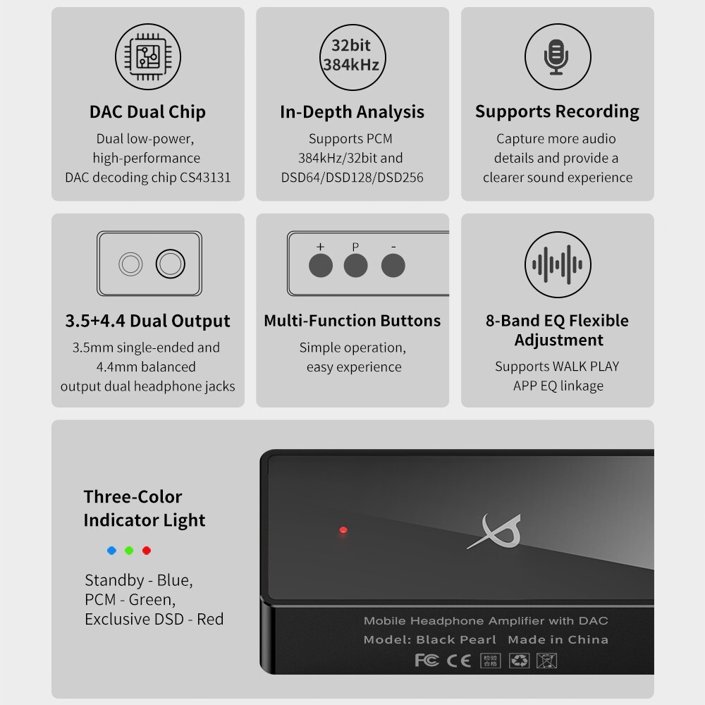 TRN Black Pearl Portable Earphone Power Amplifier HiFi Digital Audio Decoder